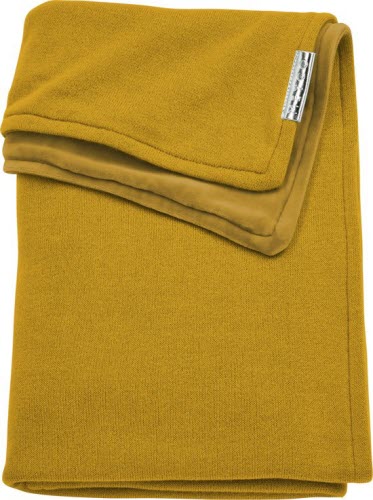 hobby Razernij Knipperen Wiegdeken Velvet Knit meyco oker geel - 75x100 - gebreid / velours babydeken